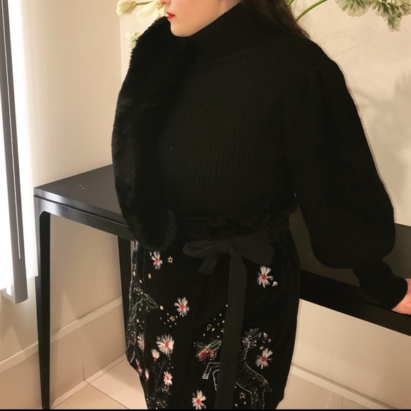 ZARA WOMAN EMBROIDERED VELVET
WRAP SCORT - Picture 8 of 8